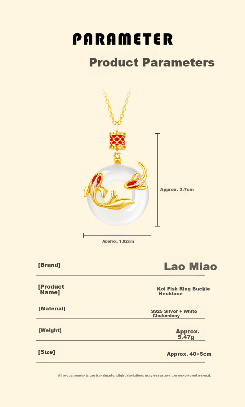 Lao Miao Koi Fish Safety Buckle Pure Silver Necklace Women's New Pendant Birthday Gift Practical High-End Jewelry for Wife Girlfriend 11