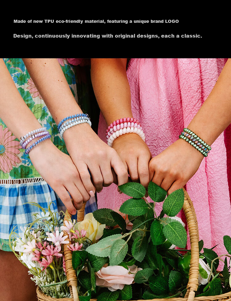 TELETIES Phone Cord Hair Tie Elastic Hair Band Hair Accessory Children's Day Gift Girl Spring Vibes Medium Size 4