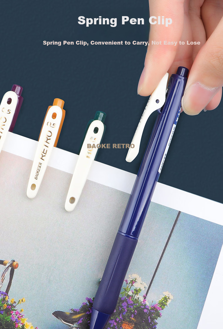 BAOKE 2PC-1969 Multifunction 4-in-1 Gel Pen 0.5mm Black Red Blue Green Teacher Student Marker Retractable Signature Pen 2pcs/Box 6