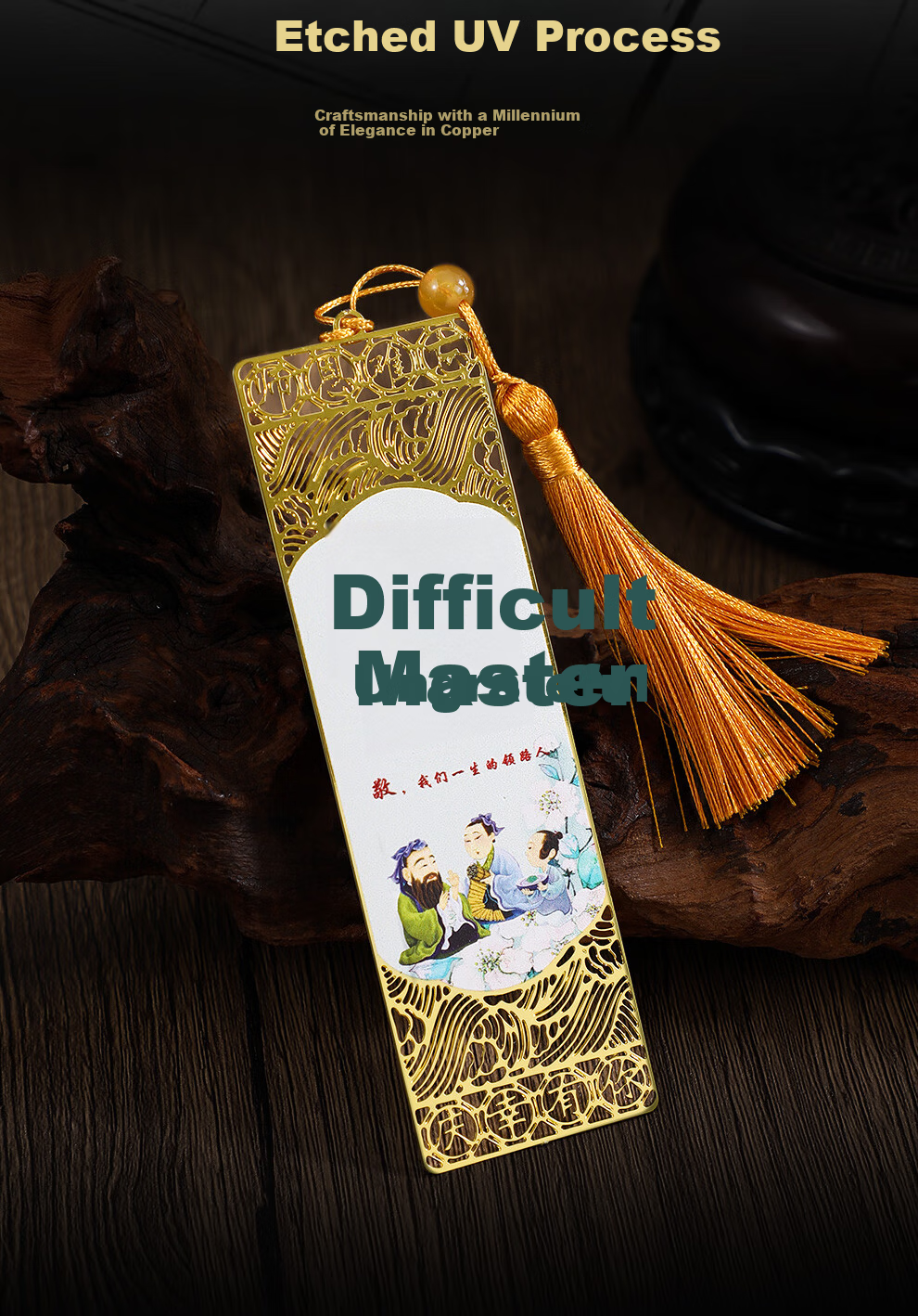 Jiaran Heng Plum Orchid Bamboo Chrysanthemum Wooden Bookmark Gift Box High-Value Chinese Style Birthday Graduation Gift for Men Women Teachers Friends Souvenir Corporate Gift Set of 4 3