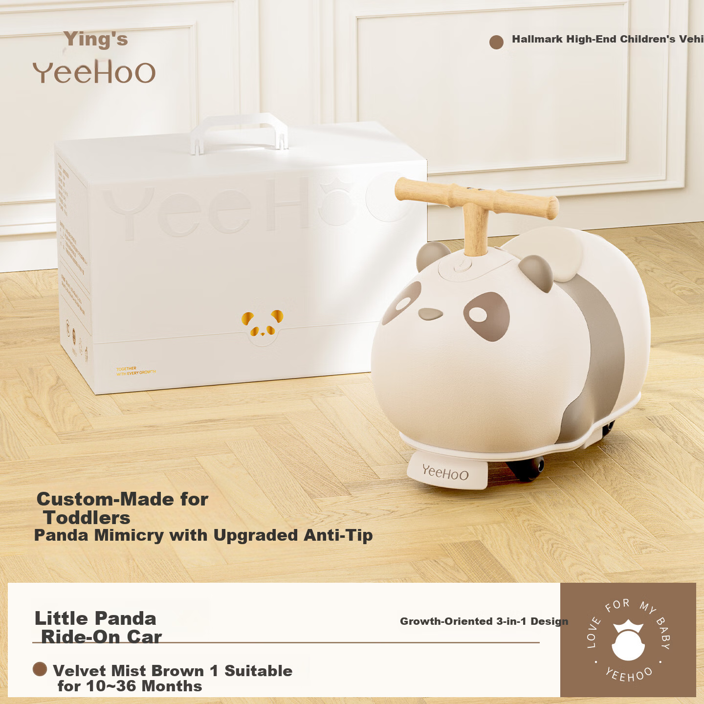 YEEHOO Peanut Ride-On Toddler Twisting Car 1-3 Years Anti-Tip Silent Wheels Baby Birthday Gift Toy Scooter