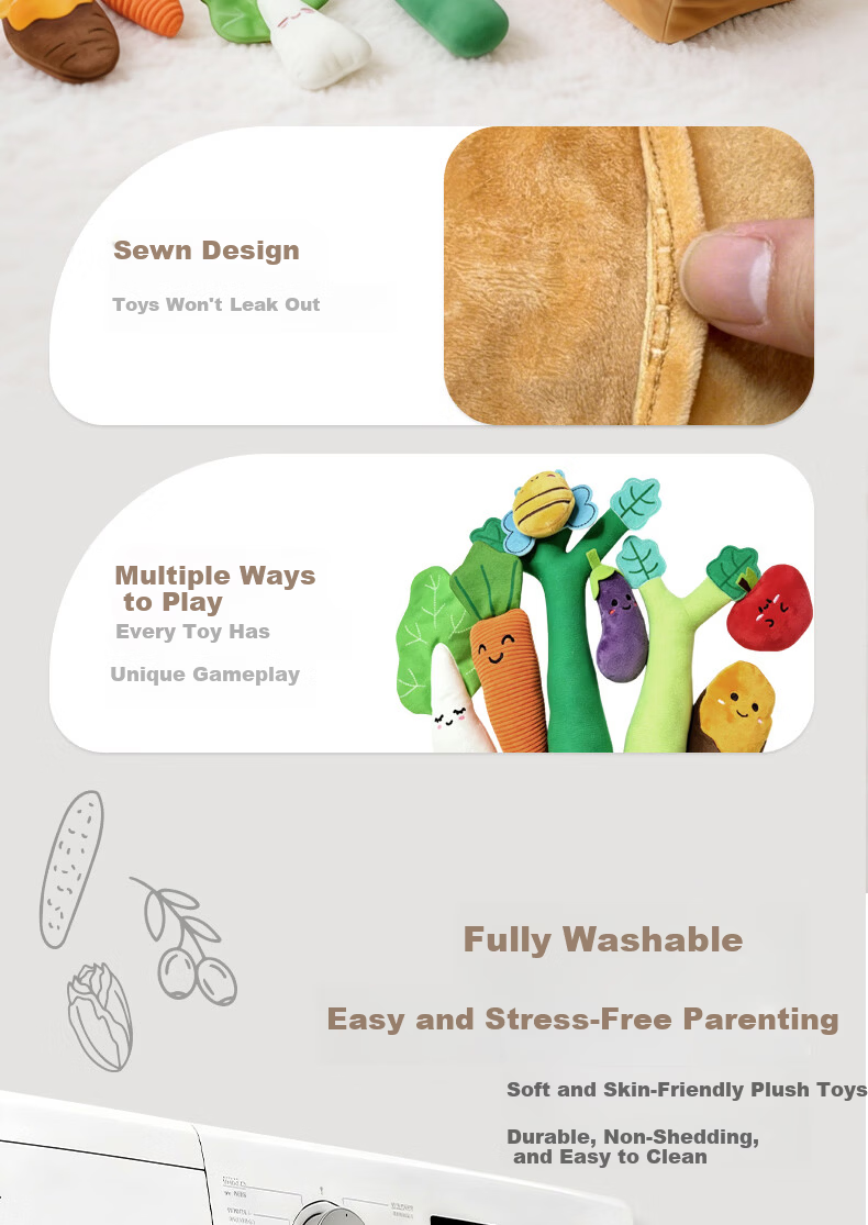 Besnay Baby Pull Carrot Toy Educational Teething Hand Grasp Fine Motor Skills Early Cognition Children's Day Gift 3