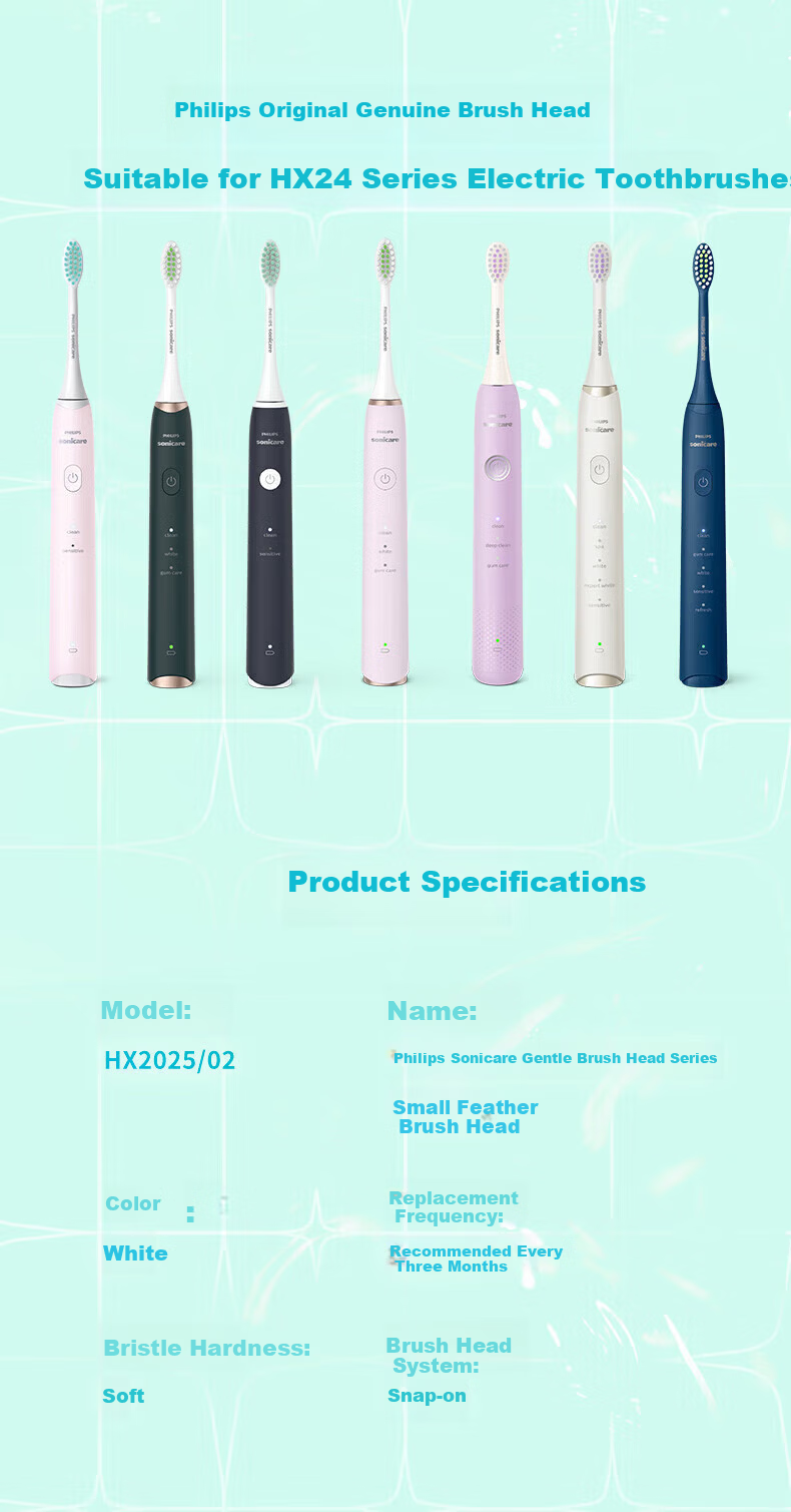 Philips Electric Toothbrush Replacement Head Whitening Series Soft Brush 1 Pack Gentle Series HX2021/02 Compatible with HX2471/HX2431/HX24 Series 2
