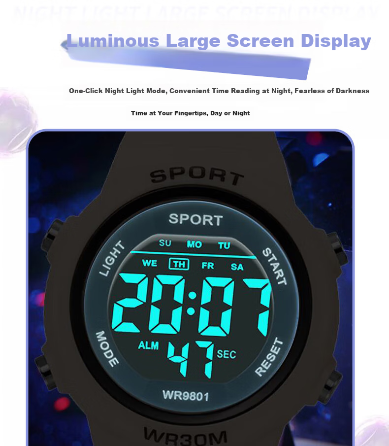 YAJIA Digital Watch Waterproof Multifunctional Sports Student Watch for Kids Teens Fashion Ins Style 9