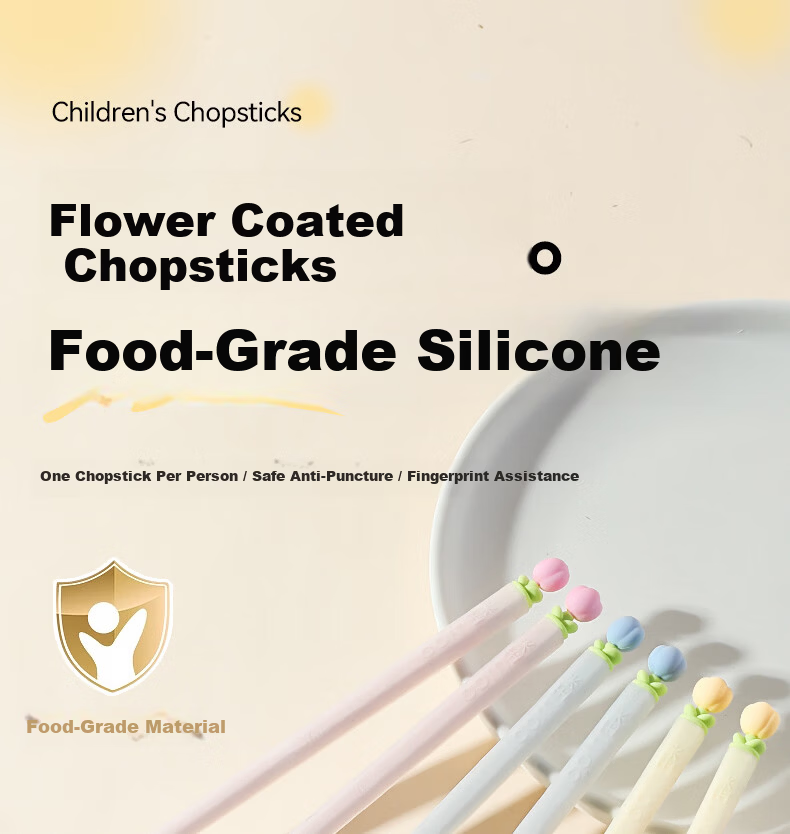 CORN Corn Children's Silicone Chopsticks Baby Chopsticks for 3-Year-Old Kids Household Use for 6-12 Years Kindergarten Exclusive One Pair Per Child 1