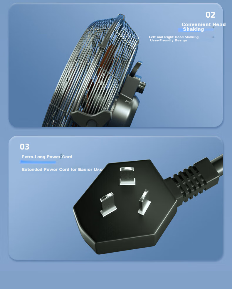 AUX Industrial Floor Fan 20-inch High Power Table Fan Commercial Home Use Pure Copper Motor 16