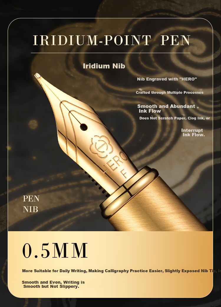 HERO Premium Luxury Fountain Pen Signature Pen Graduation Gift Student Birthday High-End Stationery Office E221 TAMA Cloud Gift Box 5