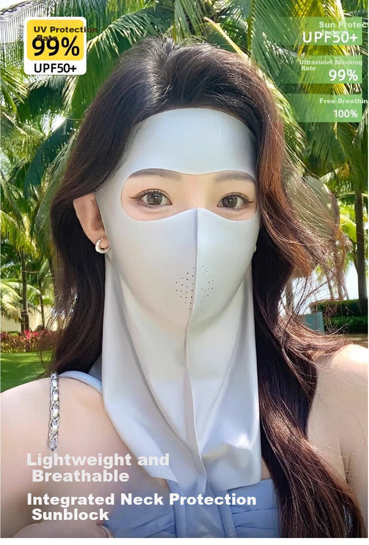 Dusenna Sunscreen Face Mask Unisex Ice Silk UV Protection 3D Sunshade Breathable Eye Protection for Running and Cycling 1
