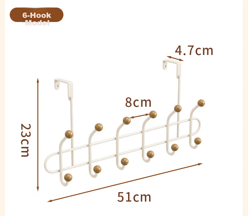 Baicaoyuan Double-Layer Over-the-Door Hook Rack No-Drill Bedroom Door Storage Hanger Bathroom Door Back Hook 12