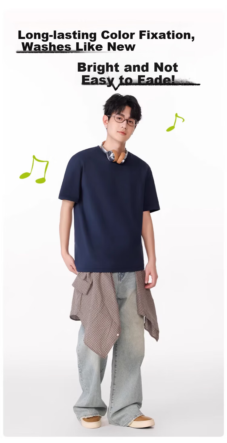 Langsha Pure Cotton Short Sleeve T-Shirt Men Wide Shoulder Summer New Women's Regular Shoulder Half Sleeve Unisex Top Base Shirt 9