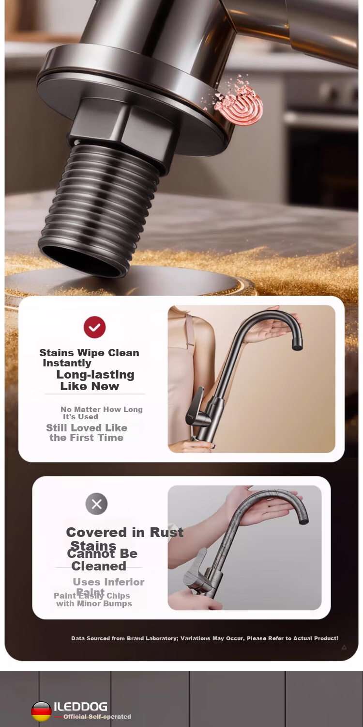 ILeddog [Germany] Kitchen Faucet Single Cold Sink Basin Swivel Pressurized Splash-Proof CFLT-DL 9