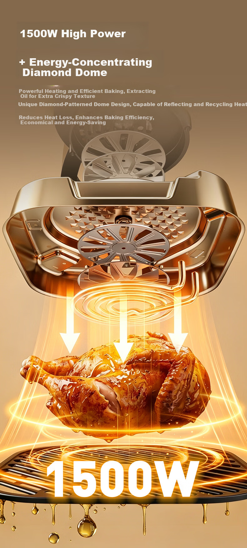 Joyoung Air Fryer with Steaming And Baking Functions, Zero Fluorine Titanium Ceramic Non-Stick Home Air Fryer, 5.5L Large Capacity Beautiful Hot Air Frying Metal Inner Pot KL55-V155 11