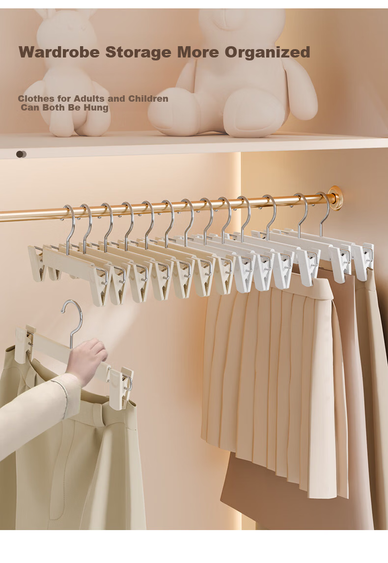 FAJIENUO Pants Hanger Clips Household Clothes Hanger with Clips for Hanging Pants Non-Marking Strong Anti-Slip JK Skirt Underwear Drying Rack 8