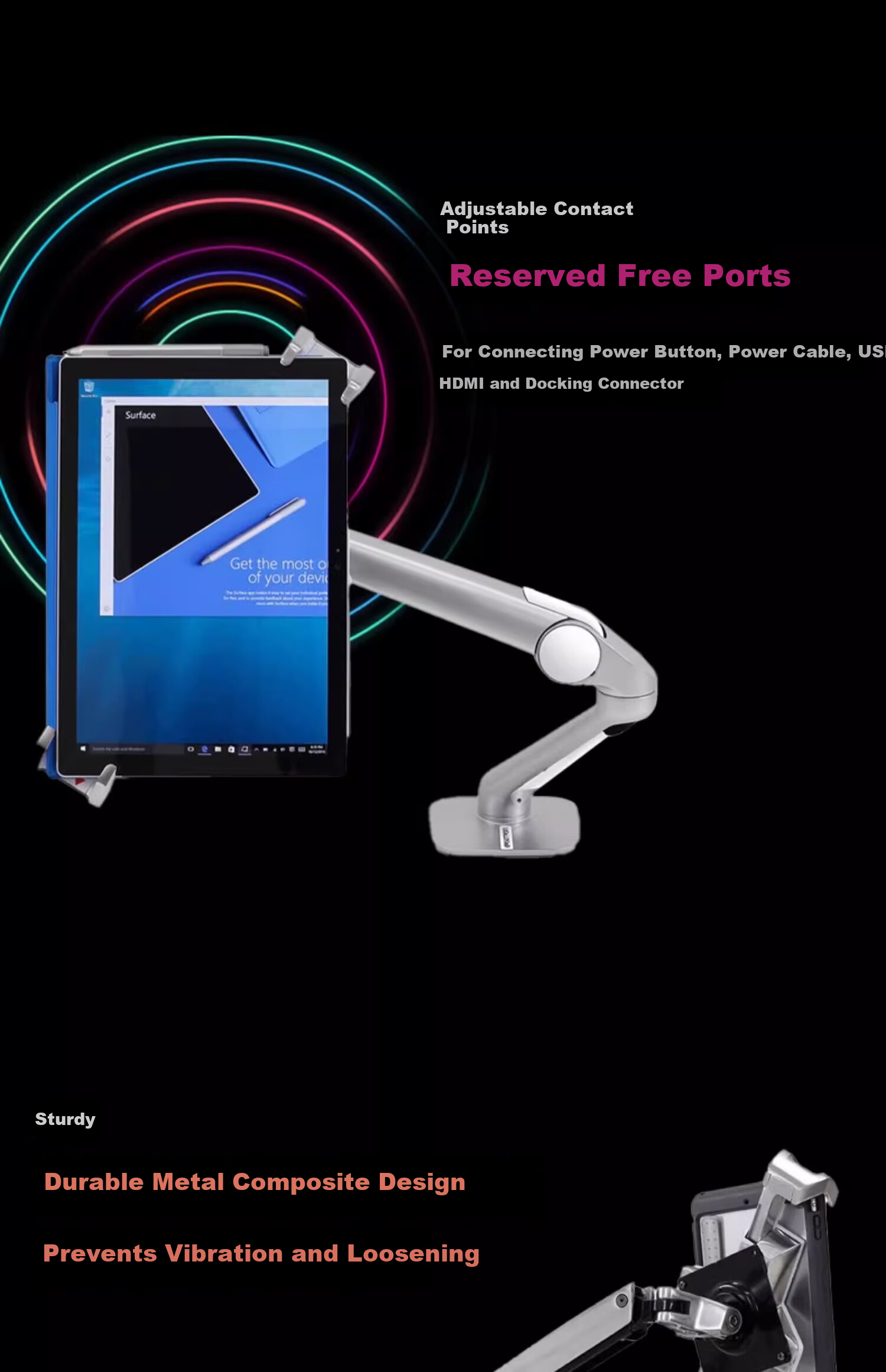 Aegis 45-460-026 Lockable Tablet Stand Office iPad Holder 8