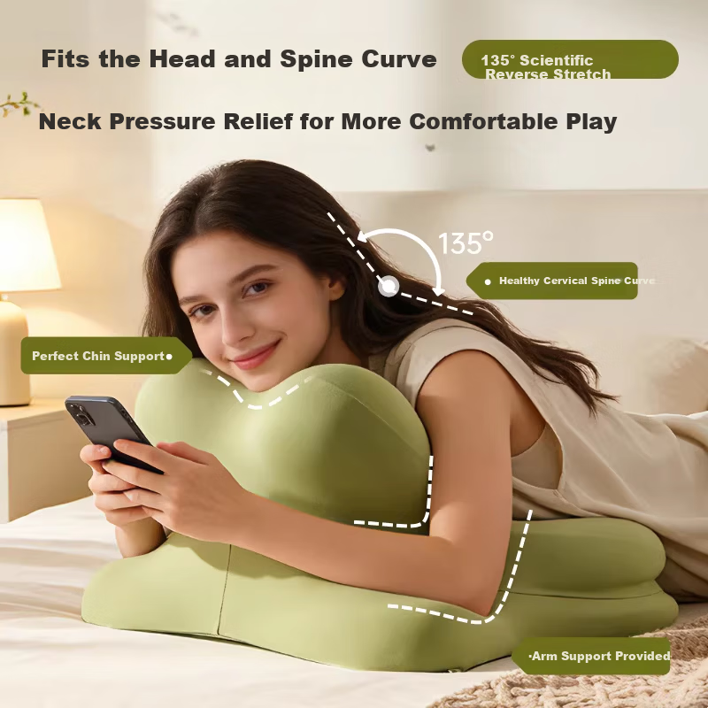 CORY Prone Sleeping Pillow Multifunctional Phone Holder Pillow Green