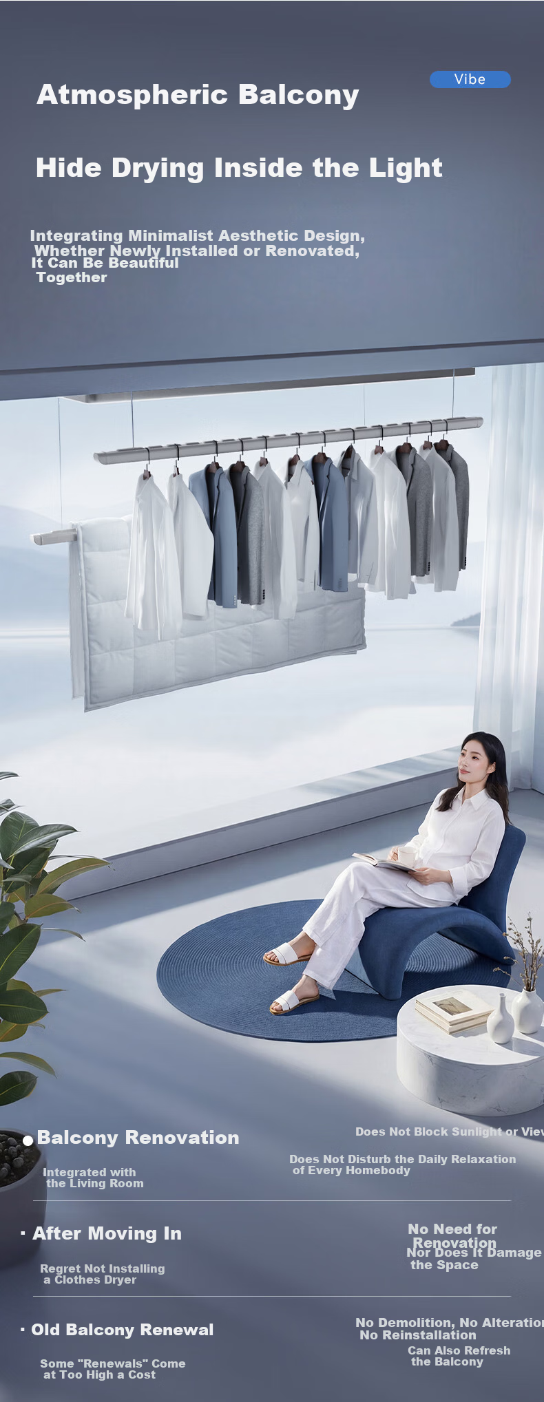 Mr. Bang Smart Electric Clothes Drying Rack Invisible Ultra-thin Quilt Drying with Starry Sky Light Lighting [L22pro] 5