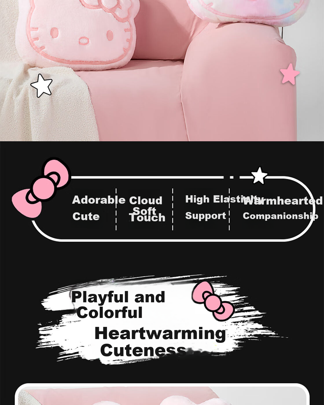 MINISO Sanrio Family Series Hello Kitty No.18 Large Head Pillow Sofa Cushion Birthday Gift Pink 2