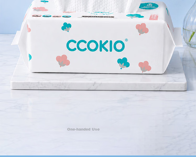 CCOKIO Japan Premium 100% Cotton Facial Towels Large Thickened Dual-Use Dry and Wet Baby Disposable Pull-Out 80 Sheets 10