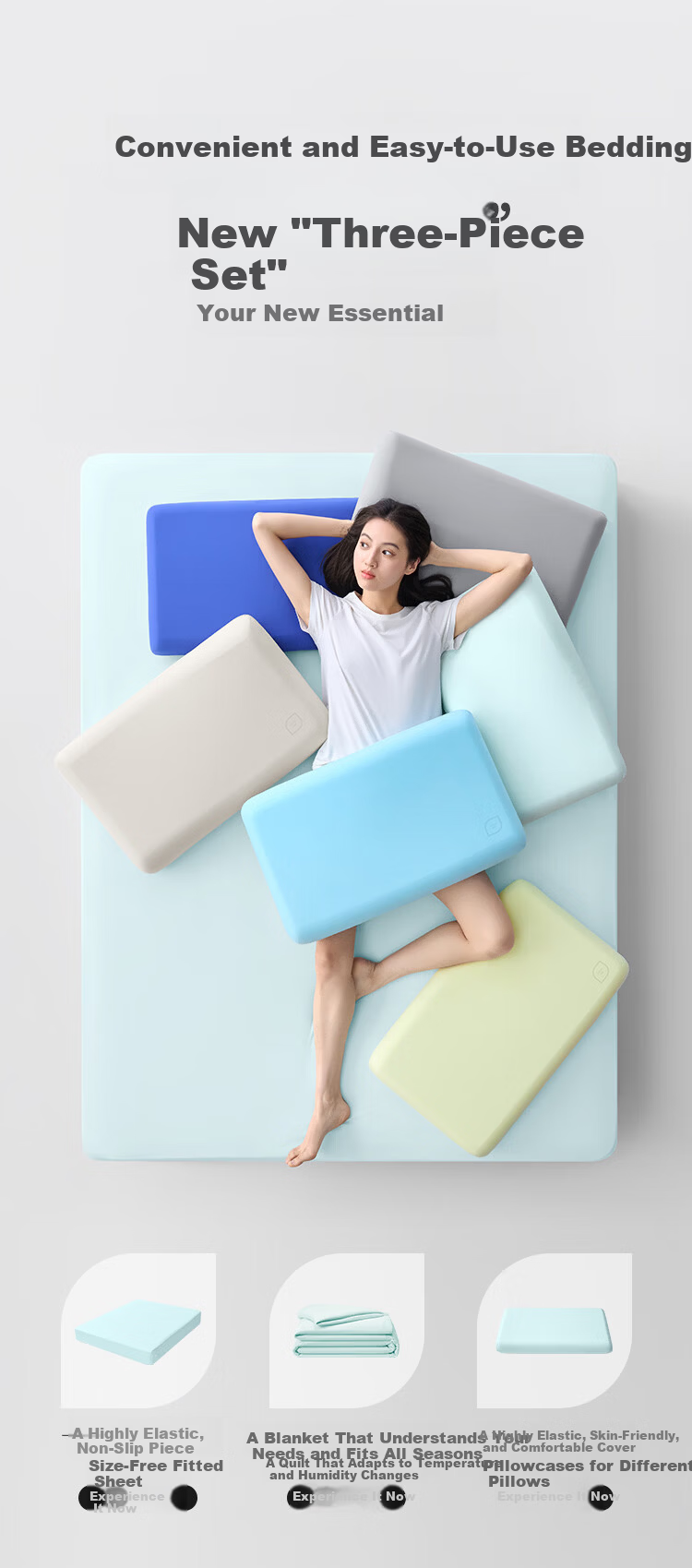 JD Jingzao infit Comfort Sleep Pillowcase Ultra-Soft High-Elastic Double-Sided Knit National Standard Class A Antibacterial Multi-Size Adaptable Energy Blue 3