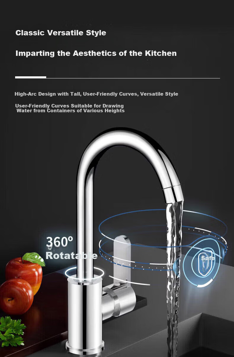 Denwalk [Germany] Kitchen Faucet Hot and Cold Two-in-One Stainless Steel Sink Faucet 4