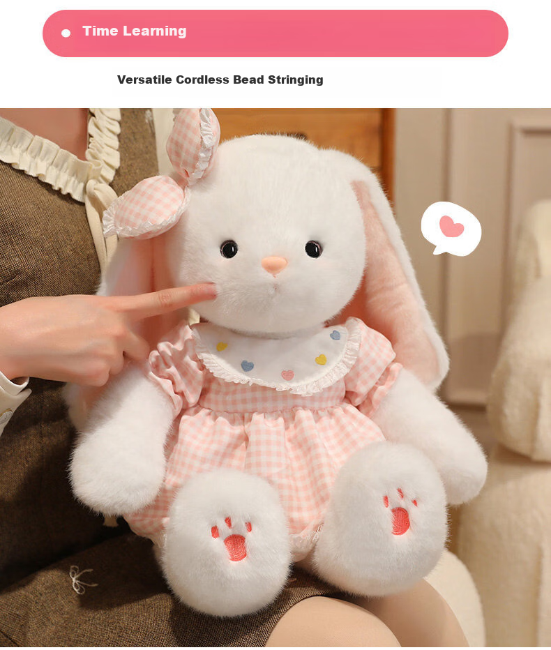 WELTSTON Plush Toy Doll Pillow Sleeping Companion Stuffed Animal Children's Day Gift Sweet Cone Bunny for Girls 6