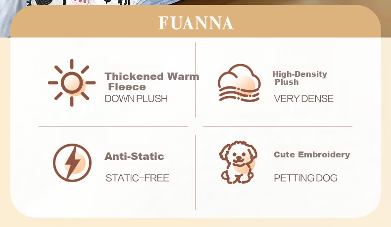 FUANNA Bedding Set 4-Piece Thickened Milk Velvet Anti-Static Winter Warm Quilt Cover Single/Double 203*229cm 2