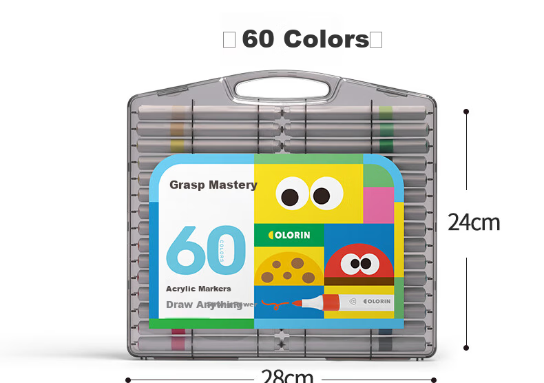 36-Color Hard Tip Acrylic Markers Transparent Gift Box Ergonomic Triangular Thick Barrel Washable Student Kids Paint Pens Highlighter Doodle Hand Drawing Birthday Gift 26