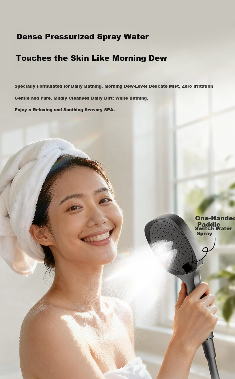 JOMOO Piano Key Storage Square Tube Top Spray Handheld Dual Anti-Scale Shower Set 36694 White 23