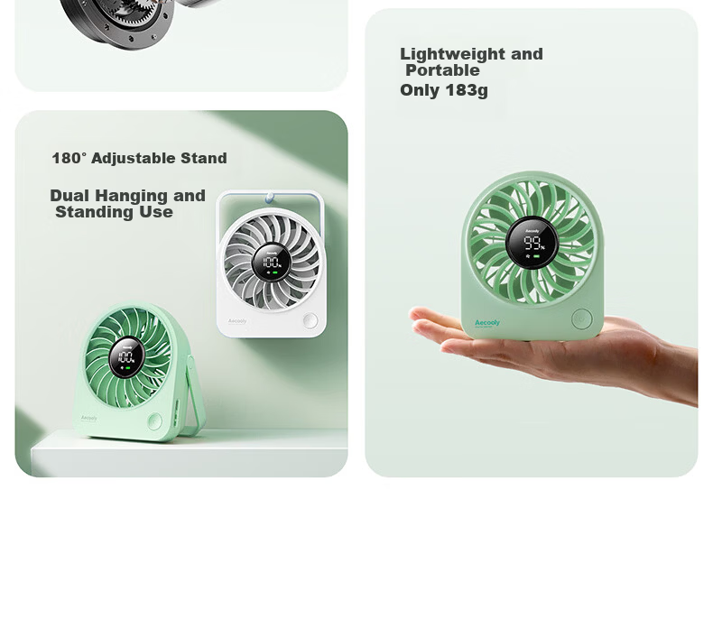 Aecooly Mini Portable USB Rechargeable Quiet Desktop Fan Lightweight Handheld Small Electric Fan for Outdoor Camping Dormitory with 10% Off for Top Streamers 7