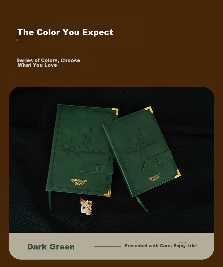 HERO A5 Business Notebook Thickened Hard Cover Soft Leather Simple High-End Gift Meeting Portable Office Stationery Lined Tearable Diary Journal Binder 4