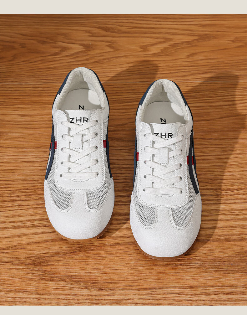 ZHR Women's Classic Colorblock Soft Sole Sports Commuter Lightweight White Sneakers BT197 Beige Blue Size 36 26