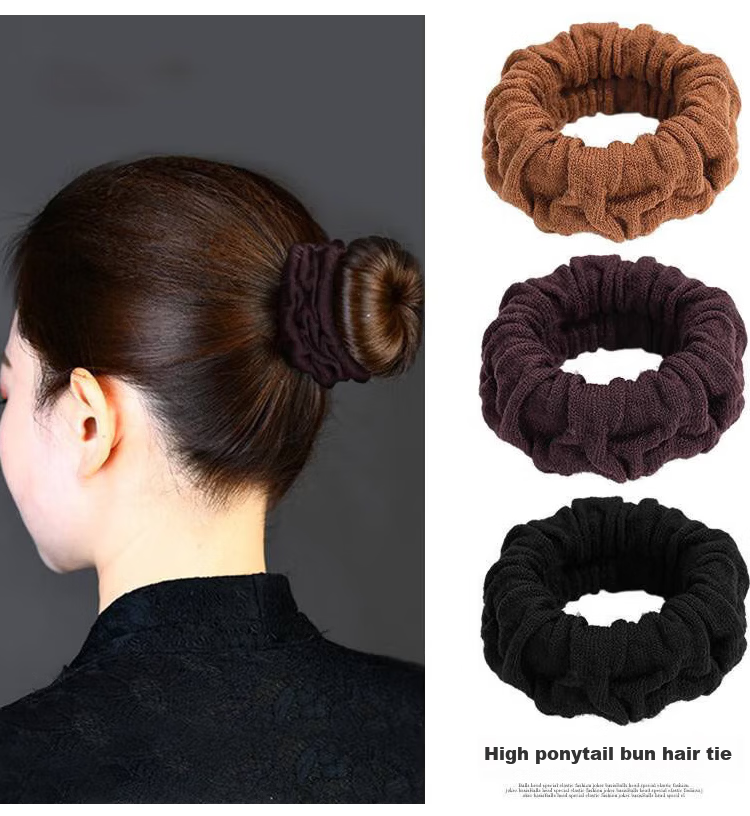Yefili 10-Pack Thickened Scrunchie Hair Ties High Elasticity Ponytail Bun Hair Bands Black 3