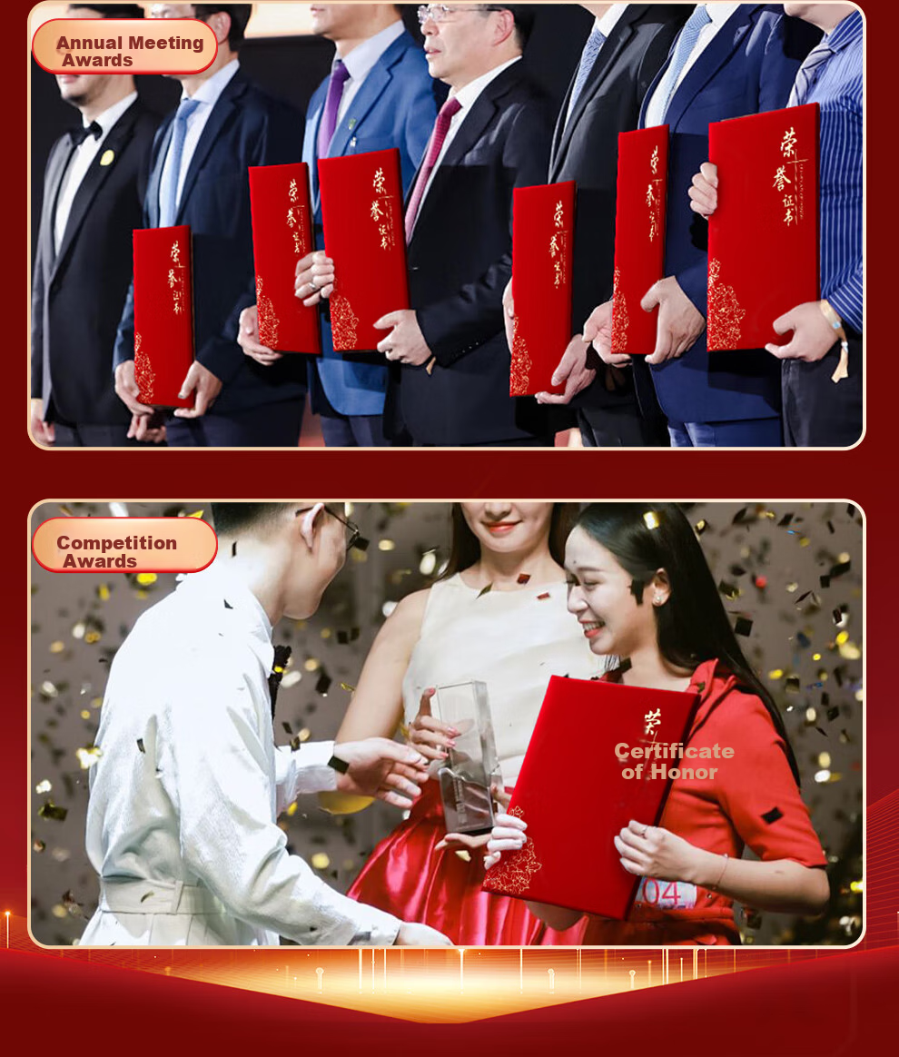 Jiaranheng Honor Certificate Set 12K 5 Books with 10 Inner Pages Peony Red Velvet Cover A4 Employee Award Certificate Graduation Award Customizable Gold Stamping 2