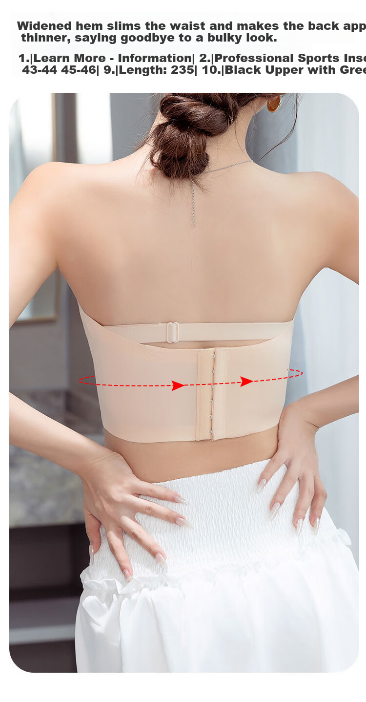 Audifine Strapless Bra Large Cup Anti-Slip Push-Up Anti-Sagging Tube Top Thin Camisole Dress Bra 14