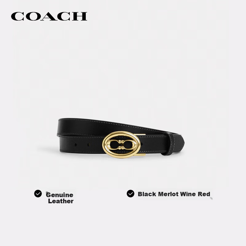 COACH Women's 25MM Black Adjustable Pin Buckle Belt CZ444 Gift