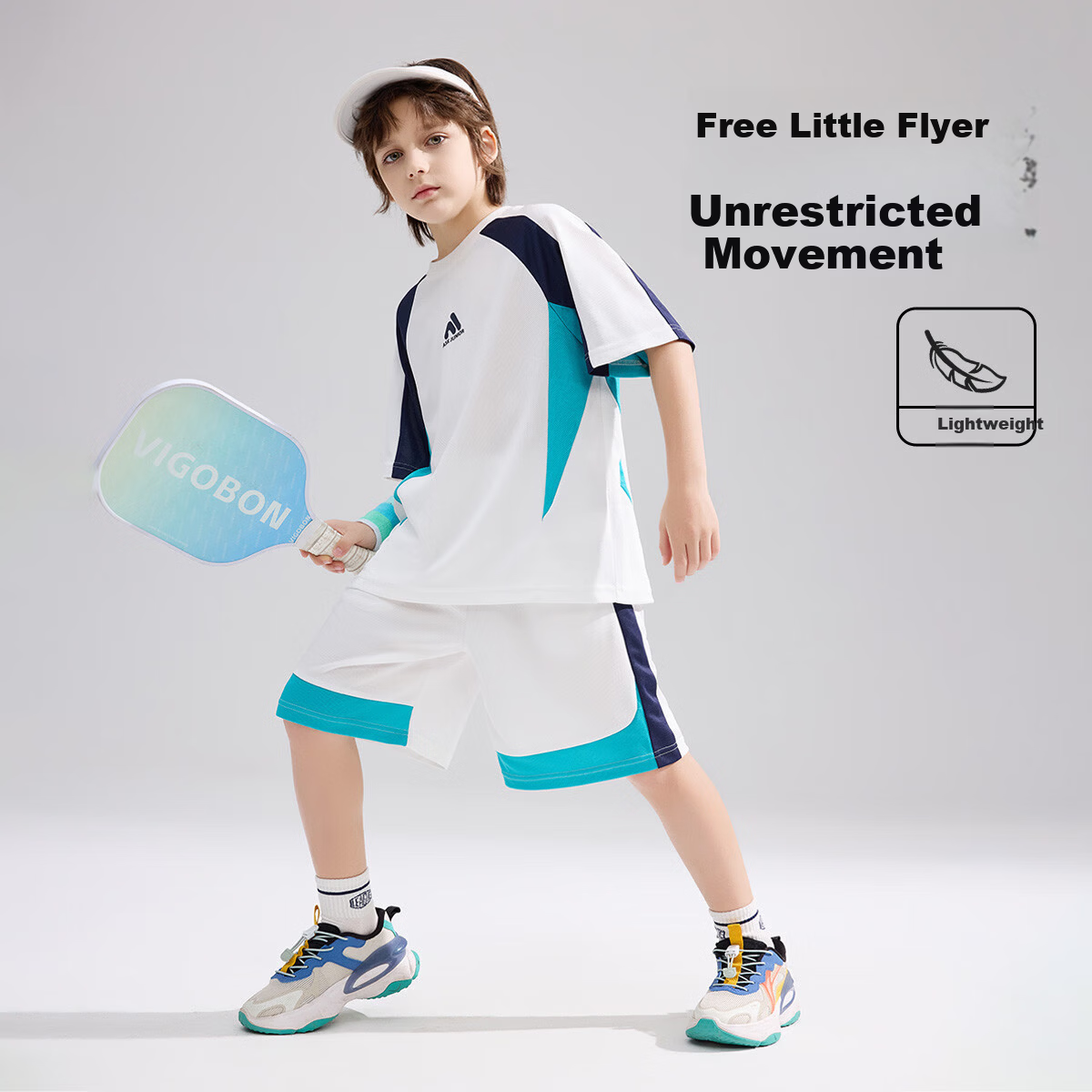 ASK JUNIOR Kids Quick-Dry Sports Summer Set Short Sleeve T-Shirt and Boys Girls Five-Point Shorts Two-Piece Set