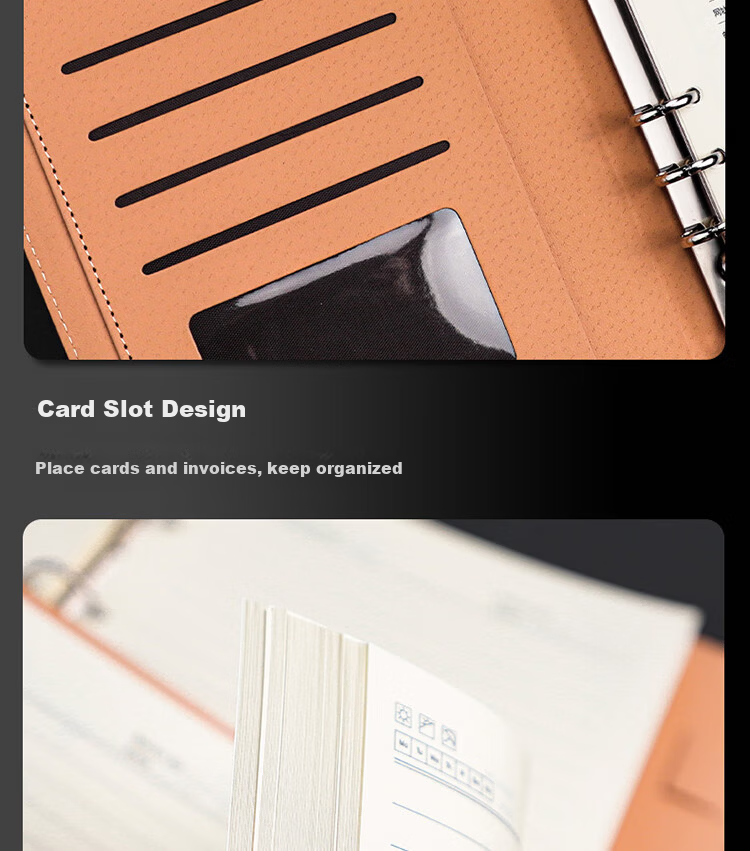 Xutong B5 Refillable Notebook Simple Leather Cover 100 Sheets 200 Pages 9-Hole Magnetic-Free Buckle Card Slot Corporate Office Meeting Record Detachable Refillable Notebook Customizable Logo 10