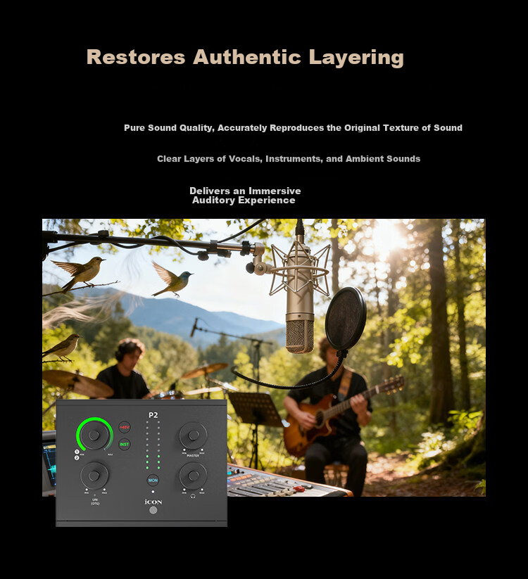 ICON Panel 2 Live Streaming Audio Interface P2 External Computer Sound Card Professional Host Singing KTV Recording Live Broadcast E-commerce Gaming Stage Performance Teaching Streaming Equipment 5