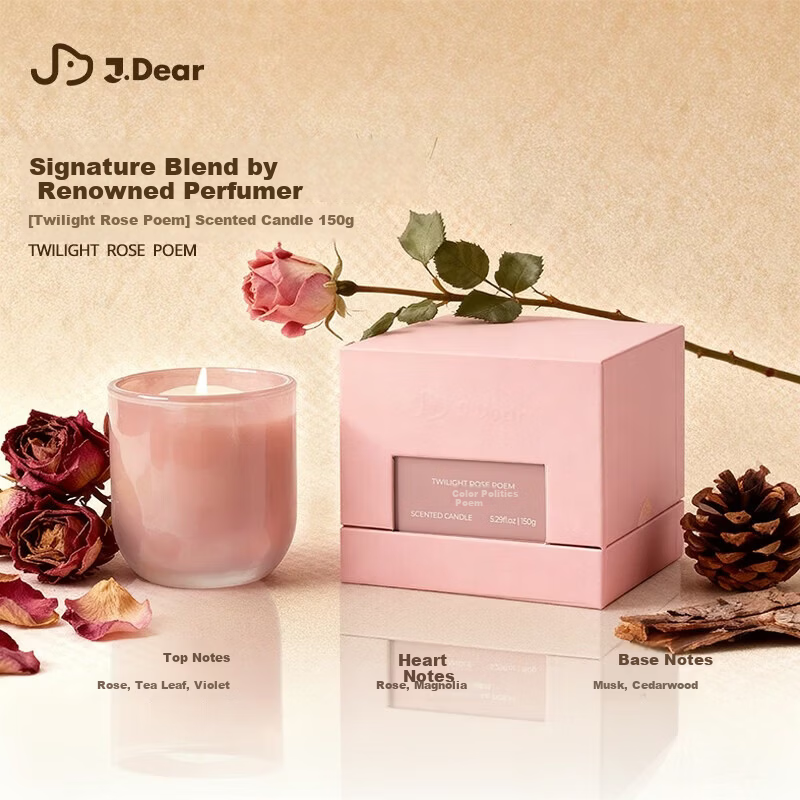 LOVEELLSS xJDear Scented Candle Birthday Gift for Girlfriend Gift Box Twilight Rose Poem