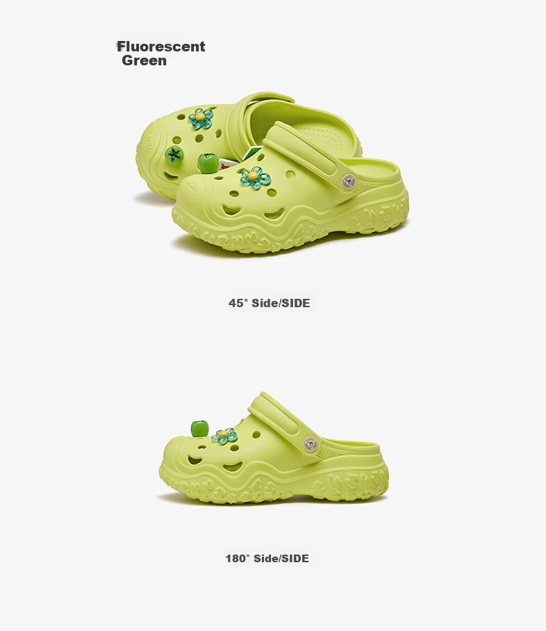 CAMEL Women's Dopamine Thick Sole Hole Sandals Unisex Beach Shoes L26M162006 Fluorescent Green Size 35 29