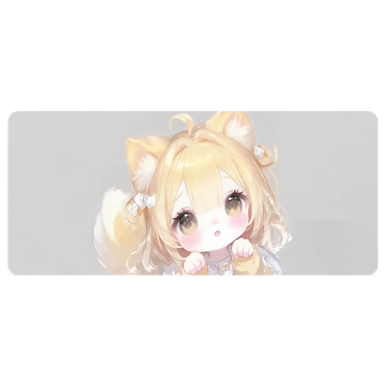 Juyingfeng Large Cute Healing Clear Cartoon Office Dormitory Bedroom Laptop Mouse Keyboard Pad with Edge Locking 800*300*2mm Fox Yaoyao
