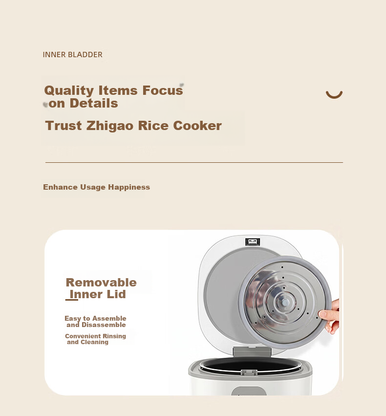 CHIGO 4L Rice Cooker Household 4-5 People Titanium Inner Pot Non-Stick Firewood Rice Ball Pot Multi-Function Smart Reservation Rice Cooker FD407-2404B 12