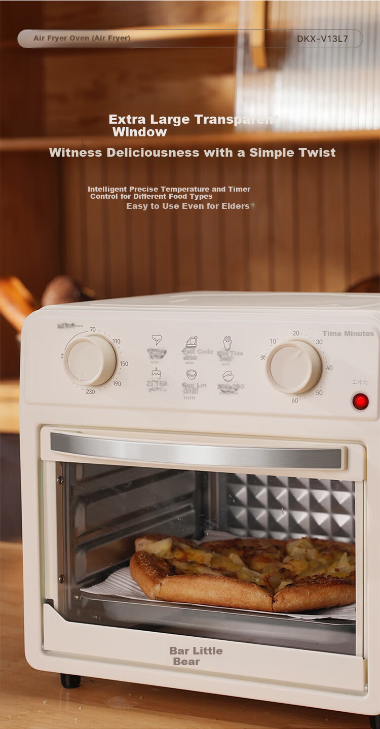 Bear TikTok Upgraded 13L Air Fryer Oven Combo Multifunctional Household Grill Baking Heating Micro-Steam Low-Fat Oil-Less Tender Fry Double Layer 10