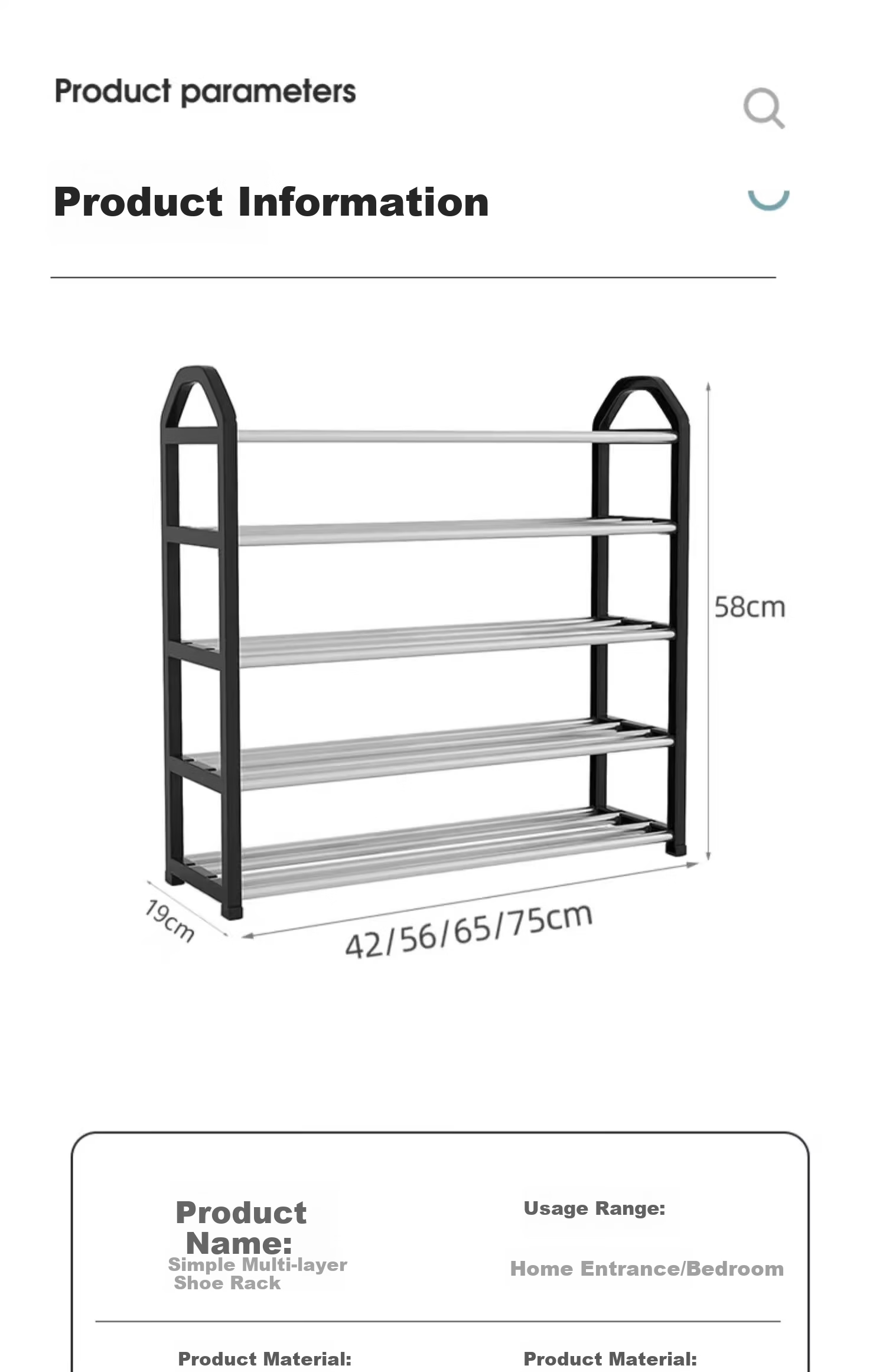 Yi Mo Shoe Rack Simple Shoe Cabinet Multi-layer Storage Shelf Three-tier Black 42cm 13