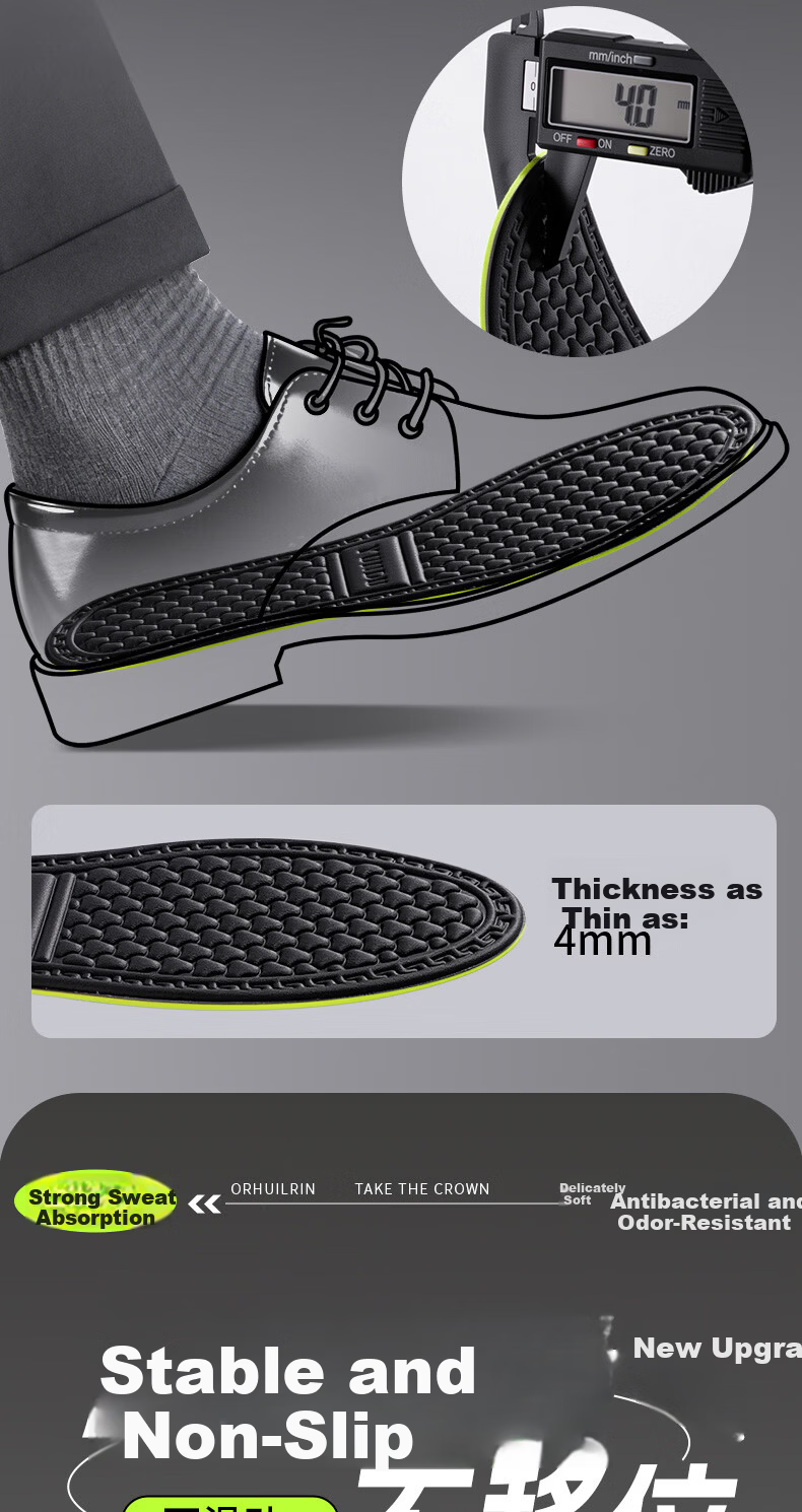 Footprint Tribe 5-Pair Antibacterial Deodorizing Insoles for Men with Mugwort, Sweat-Absorbing, Breathable, Odor-Resistant Sports Shoe Inserts 3940 6
