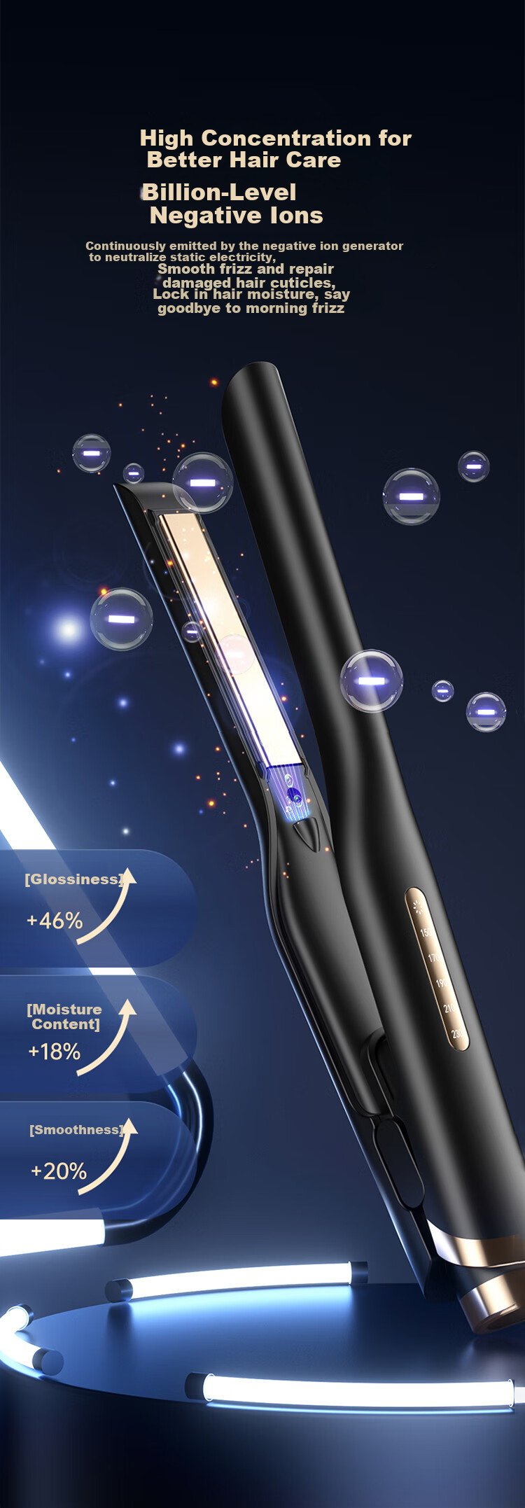 RTICS Men's Hair Straightener and Curler Dual-Use Ionic Hair Styling Iron for Bangs 5