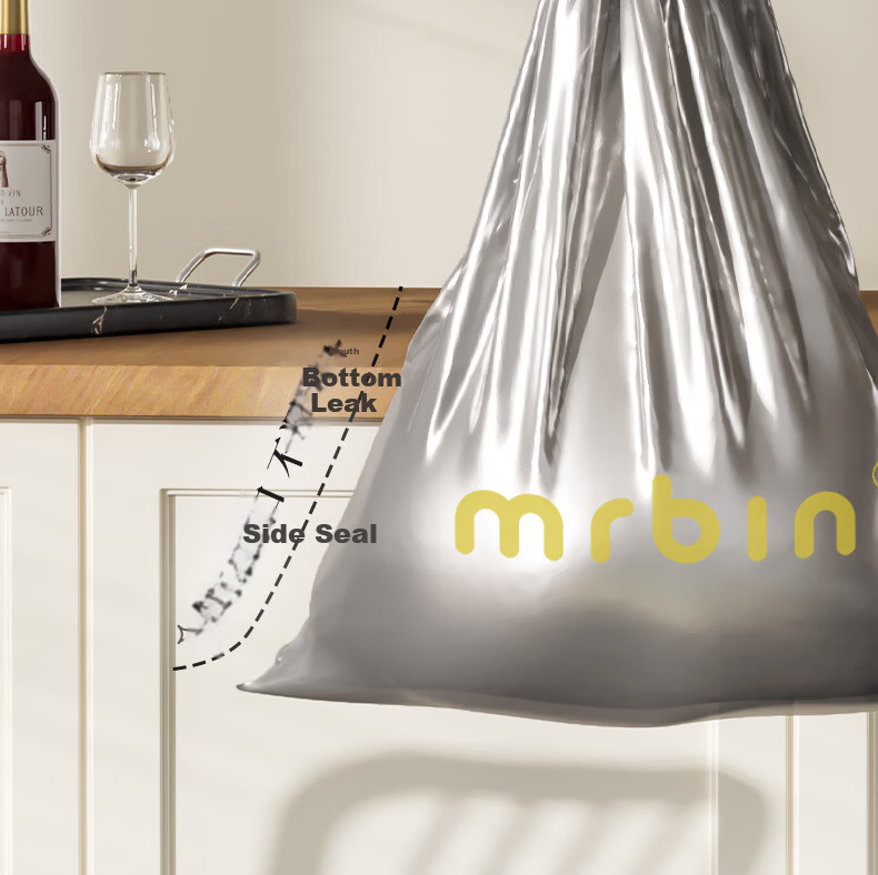 Mr.Bin High-Quality Drawstring Garbage Bags Household Tear-Resistant Thickened Kitchen Large Automatic Closure Handheld Boxed XL Quarterly Pack 6