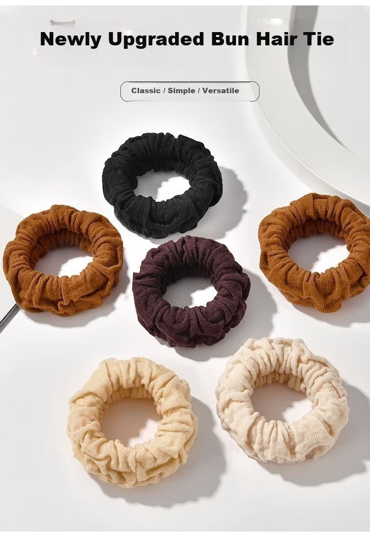 Yefili 10-Pack Thickened Scrunchie Hair Ties High Elasticity Ponytail Bun Hair Bands Black 4