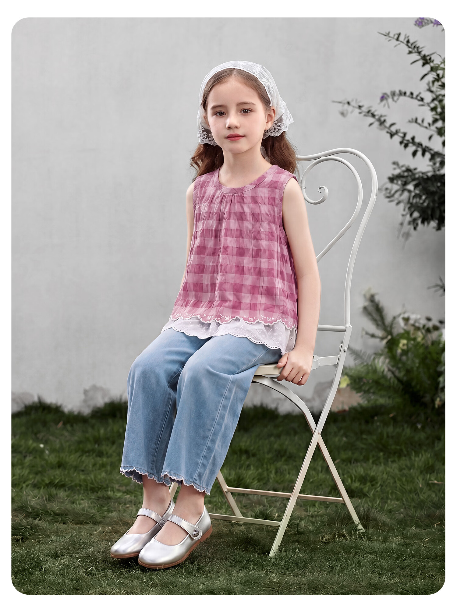 JELLYBABY French Lace Sleeveless Fashion Set New Summer Girls' Vest/Strap Top + Long Pants for Older Kids 20