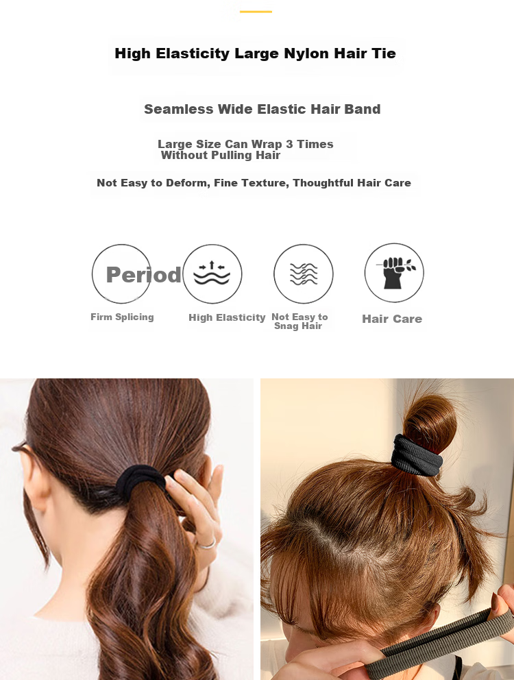 MEIFUYU Black High Elasticity Four-Strand Thin Hair Ties Hair Bands 30 Pieces Elastic Hair Bands WH7232 2